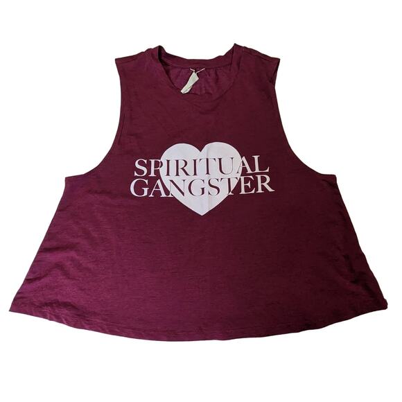 Spiritual Gangster Tops - SPIRITUAL GANGSTER Heart Print Large Armhole Swing Tank Top Small